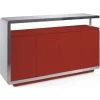 LES TENDANCES Buffet Design 4 Portes Bois Laqué Rouge Et Acier Chromé Modena