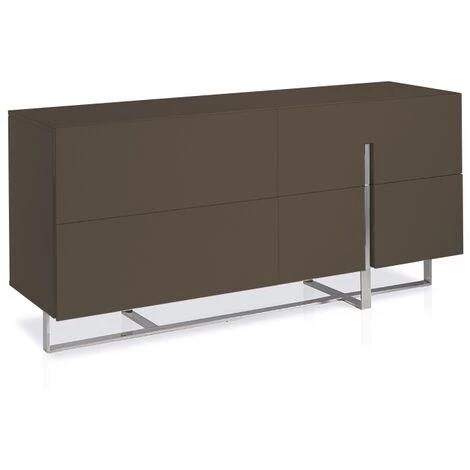 LES TENDANCES Buffet 4 Tiroirs Bois Laqué Marron Et Pieds Acier Inoxydable Dezina 1 LES TENDANCES Buffet 4 Tiroirs Bois Laqué Marron Et Pieds Acier Inoxydable Dezina