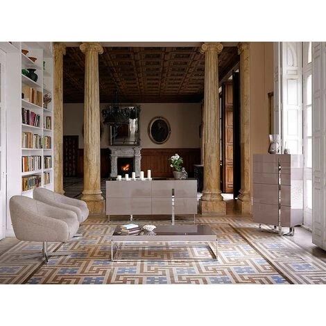 LES TENDANCES Buffet 4 Tiroirs Bois Laqué Marron Et Pieds Acier Inoxydable Dezina 3 LES TENDANCES Buffet 4 Tiroirs Bois Laqué Marron Et Pieds Acier Inoxydable Dezina – Image 3