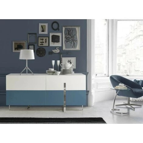 LES TENDANCES Buffet 4 Tiroirs Bois Laqué Marron Et Pieds Acier Inoxydable Dezina 4 LES TENDANCES Buffet 4 Tiroirs Bois Laqué Marron Et Pieds Acier Inoxydable Dezina – Image 4