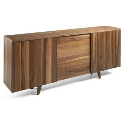 LES TENDANCES Buffet 2 Portes 4 Tiroirs Bois Plaqué Noyer Nolys