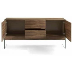 LES TENDANCES Buffet 2 Portes 2 Tiroirs Bois Noyer Et Pieds Verre Trempé Roka 180 Cm 7 LES TENDANCES Buffet 2 Portes 2 Tiroirs Bois Noyer Et Pieds Verre Trempé Roka 180 Cm -Buffet et enfilade Soldes 41995483 3