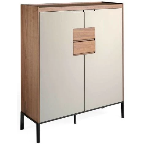 LES TENDANCES Bahut 2 Portes 2 Tiroirs Bois Noyer Et Laqué Muza - Couleur Blanc 1 LES TENDANCES Bahut 2 Portes 2 Tiroirs Bois Noyer Et Laqué Muza - Couleur Blanc