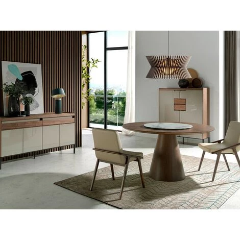 LES TENDANCES Bahut 2 Portes 2 Tiroirs Bois Noyer Et Laqué Muza - Couleur Blanc 2 LES TENDANCES Bahut 2 Portes 2 Tiroirs Bois Noyer Et Laqué Muza - Couleur Blanc – Image 2