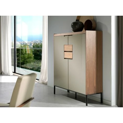 LES TENDANCES Bahut 2 Portes 2 Tiroirs Bois Noyer Et Laqué Muza - Couleur Blanc 4 LES TENDANCES Bahut 2 Portes 2 Tiroirs Bois Noyer Et Laqué Muza - Couleur Blanc – Image 4