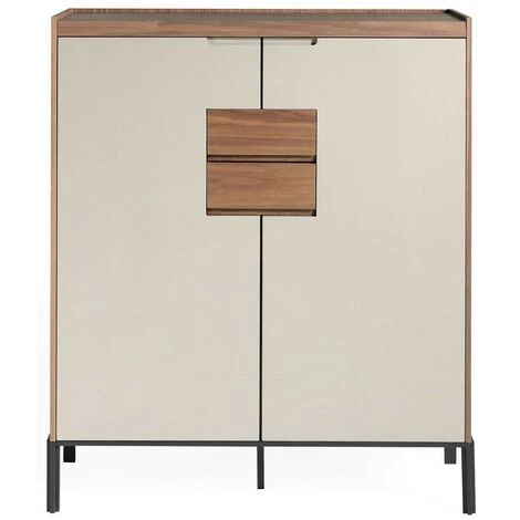 LES TENDANCES Bahut 2 Portes 2 Tiroirs Bois Noyer Et Laqué Muza - Couleur Blanc 5 LES TENDANCES Bahut 2 Portes 2 Tiroirs Bois Noyer Et Laqué Muza - Couleur Blanc – Image 5