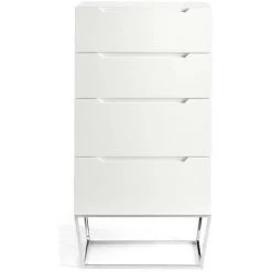 LES TENDANCES Chiffonnier Design 4 Tiroirs Laqué Et Pieds Acier Chromé Romus - Couleur Pearl 7 LES TENDANCES Chiffonnier Design 4 Tiroirs Laqué Et Pieds Acier Chromé Romus - Couleur Pearl -Buffet et enfilade Soldes 41995839 3