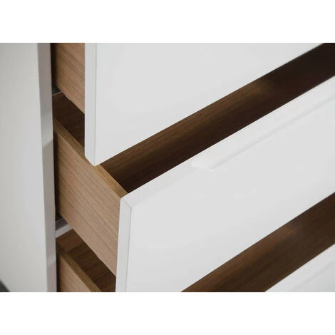 LES TENDANCES Chiffonnier Design 4 Tiroirs Laqué Et Pieds Acier Chromé Romus - Couleur Pearl 4 LES TENDANCES Chiffonnier Design 4 Tiroirs Laqué Et Pieds Acier Chromé Romus - Couleur Pearl – Image 4