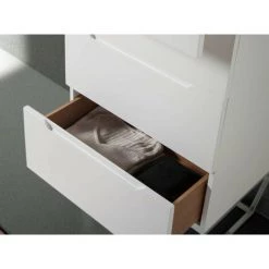 LES TENDANCES Chiffonnier Design 4 Tiroirs Laqué Et Pieds Acier Chromé Romus - Couleur Pearl 9 LES TENDANCES Chiffonnier Design 4 Tiroirs Laqué Et Pieds Acier Chromé Romus - Couleur Pearl -Buffet et enfilade Soldes 41995839 5