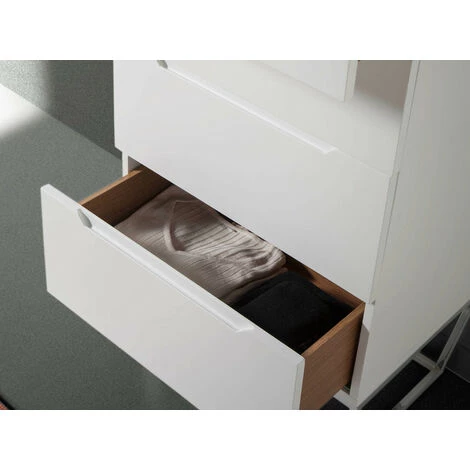 LES TENDANCES Chiffonnier Design 4 Tiroirs Laqué Et Pieds Acier Chromé Romus - Couleur Pearl 5 LES TENDANCES Chiffonnier Design 4 Tiroirs Laqué Et Pieds Acier Chromé Romus - Couleur Pearl – Image 5