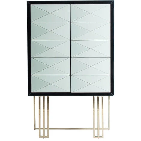 LES TENDANCES Bahut Haut 2 Portes Miroir Blanc Et Noir 1 LES TENDANCES Bahut Haut 2 Portes Miroir Blanc Et Noir
