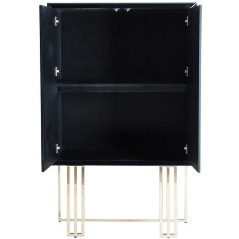 LES TENDANCES Bahut Haut 2 Portes Miroir Blanc Et Noir 2 LES TENDANCES Bahut Haut 2 Portes Miroir Blanc Et Noir – Image 2