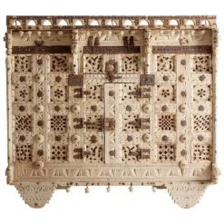 LES TENDANCES Buffet Oriental 2 Portes 2 Tiroirs Bois De Teck Et Manguier Massif Blanc Cassé Ryade 121 Cm