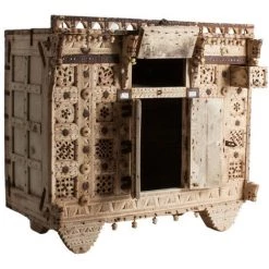 LES TENDANCES Buffet Oriental 2 Portes 2 Tiroirs Bois De Teck Et Manguier Massif Blanc Cassé Ryade 121 Cm -Buffet et enfilade Soldes 41995911 3