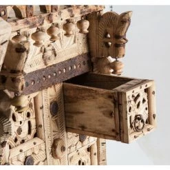 LES TENDANCES Buffet Oriental 2 Portes 2 Tiroirs Bois De Teck Et Manguier Massif Blanc Cassé Ryade 121 Cm -Buffet et enfilade Soldes 41995911 5