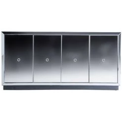 LES TENDANCES Buffet Art Déco 4 Portes Miroir Argenté Kares 180 Cm