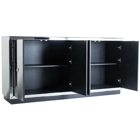 LES TENDANCES Buffet Art Déco 4 Portes Miroir Argenté Kares 180 Cm 2 LES TENDANCES Buffet Art Déco 4 Portes Miroir Argenté Kares 180 Cm – Image 2