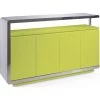 LES TENDANCES Buffet Design 4 Portes Bois Laqué Jaune Et Acier Chromé Modena