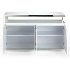 LES TENDANCES Buffet Design 4 Portes Bois Laqué Jaune Et Acier Chromé Modena 8 LES TENDANCES Buffet Design 4 Portes Bois Laqué Jaune Et Acier Chromé Modena -Buffet et enfilade Soldes 41997926 4