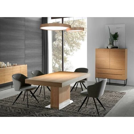 LES TENDANCES Bahut 2 Portes 2 Tiroirs Bois Plaqué Chêne Et Métal Noir Blina 2 LES TENDANCES Bahut 2 Portes 2 Tiroirs Bois Plaqué Chêne Et Métal Noir Blina – Image 2