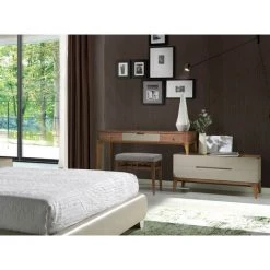 LES TENDANCES Secrétaire Bois Noyer Et Bois Laqué Muza - Couleur Indigo 8 LES TENDANCES Secrétaire Bois Noyer Et Bois Laqué Muza - Couleur Indigo -Buffet et enfilade Soldes 41998340 4