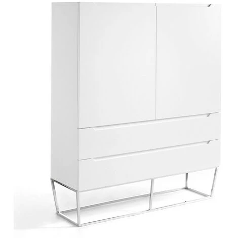 LES TENDANCES Bahut Design 2 Portes 2 Tiroirs Laqué Et Pieds Acier Chromé Romus - Couleur Corail 2 LES TENDANCES Bahut Design 2 Portes 2 Tiroirs Laqué Et Pieds Acier Chromé Romus - Couleur Corail – Image 2