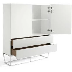 LES TENDANCES Bahut Design 2 Portes 2 Tiroirs Laqué Et Pieds Acier Chromé Romus - Couleur Corail 7 LES TENDANCES Bahut Design 2 Portes 2 Tiroirs Laqué Et Pieds Acier Chromé Romus - Couleur Corail -Buffet et enfilade Soldes 41998433 3