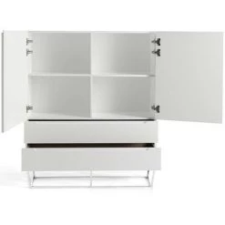 LES TENDANCES Bahut Design 2 Portes 2 Tiroirs Laqué Et Pieds Acier Chromé Romus - Couleur Corail 8 LES TENDANCES Bahut Design 2 Portes 2 Tiroirs Laqué Et Pieds Acier Chromé Romus - Couleur Corail -Buffet et enfilade Soldes 41998433 4