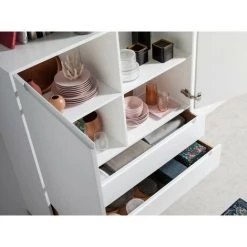 LES TENDANCES Bahut Design 2 Portes 2 Tiroirs Laqué Et Pieds Acier Chromé Romus - Couleur Corail 9 LES TENDANCES Bahut Design 2 Portes 2 Tiroirs Laqué Et Pieds Acier Chromé Romus - Couleur Corail -Buffet et enfilade Soldes 41998433 5