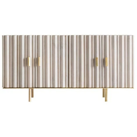 LES TENDANCES Buffet 4 Portes Bois De Manguier Crème Et Métal Doré Gala 153 Cm 1 LES TENDANCES Buffet 4 Portes Bois De Manguier Crème Et Métal Doré Gala 153 Cm