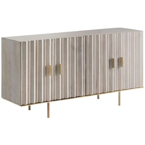 LES TENDANCES Buffet 4 Portes Bois De Manguier Crème Et Métal Doré Gala 153 Cm 3 LES TENDANCES Buffet 4 Portes Bois De Manguier Crème Et Métal Doré Gala 153 Cm – Image 3