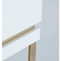 LES TENDANCES Bahut Haut 2 Portes Art Déco Cristal Blanc Et Acier Doré Katol 70 Cm -Buffet et enfilade Soldes 41998484 4