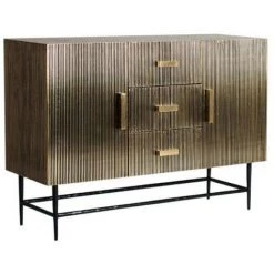 LES TENDANCES Buffet 2 Portes 3 Tiroirs Métal Vieux Doré Valura 120 Cm 6 LES TENDANCES Buffet 2 Portes 3 Tiroirs Métal Vieux Doré Valura 120 Cm -Buffet et enfilade Soldes 41998490 2