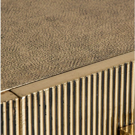 LES TENDANCES Buffet 2 Portes 3 Tiroirs Métal Vieux Doré Valura 120 Cm 4 LES TENDANCES Buffet 2 Portes 3 Tiroirs Métal Vieux Doré Valura 120 Cm – Image 4