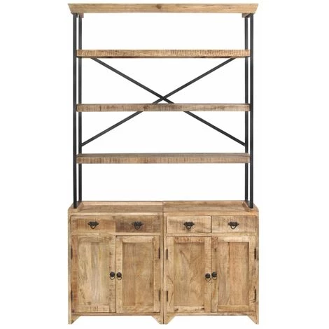 TRUE DEAL Buffet Avec étagères Bois De Manguier Massif 120 X 35 X 200 Cm 3 TRUE DEAL Buffet Avec étagères Bois De Manguier Massif 120 X 35 X 200 Cm – Image 3