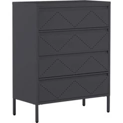 BELIANI Commode 4 Tiroirs En Acier Noir - Noir