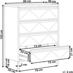BELIANI Commode 4 Tiroirs En Acier Noir - Noir -Buffet et enfilade Soldes 42141022 3