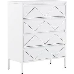 BELIANI Commode 4 Tiroirs En Acier Blanc - Blanc