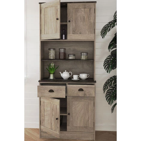 Buffet / Meuble De Rangement Coloris Chêne Noeud / Rouille - Hauteur 200 X Longueur 82.8 X Profondeur 40 Cm -PEGANE- 2 Buffet / Meuble De Rangement Coloris Chêne Noeud / Rouille - Hauteur 200 X Longueur 82.8 X Profondeur 40 Cm -PEGANE- – Image 2