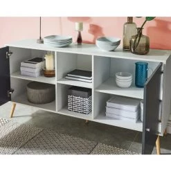 BAïTA Buffet BABETTE Blanc Et Gris Anthracite 150cm - Blanc 7 BAïTA Buffet BABETTE Blanc Et Gris Anthracite 150cm - Blanc -Buffet et enfilade Soldes 42332834 4