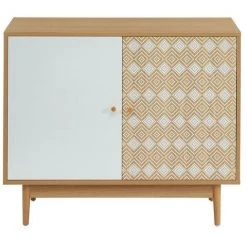 BAïTA Buffet LEIKA Blanc Et Effet Chêne 2 Portes 90cm - Bois