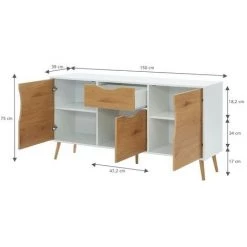 BAïTA Buffet AVA Blanc Et Effet Chêne 150cm - Bois 8 BAïTA Buffet AVA Blanc Et Effet Chêne 150cm - Bois -Buffet et enfilade Soldes 42380735 4
