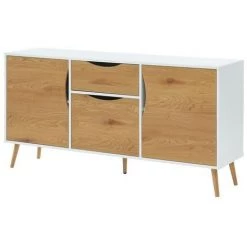 BAïTA Buffet AVA Blanc Et Effet Chêne 150cm - Bois 9 BAïTA Buffet AVA Blanc Et Effet Chêne 150cm - Bois -Buffet et enfilade Soldes 42380735 5