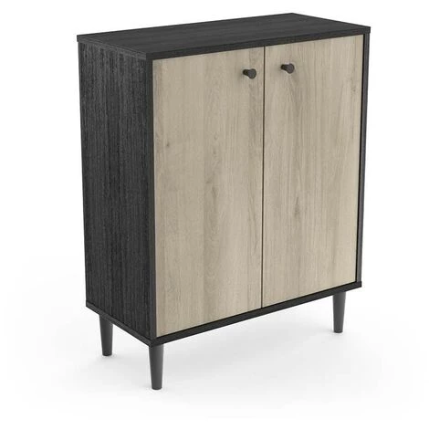 DEMEYERE Buffet 2 Portes Industriel Arty - Noir - Chêne Kronberg Et Noir 1 DEMEYERE Buffet 2 Portes Industriel Arty - Noir - Chêne Kronberg Et Noir