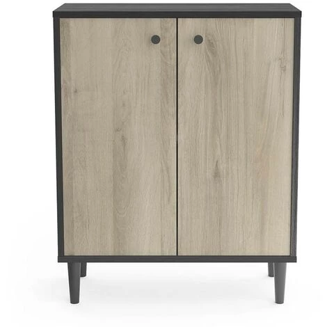 DEMEYERE Buffet 2 Portes Industriel Arty - Noir - Chêne Kronberg Et Noir 2 DEMEYERE Buffet 2 Portes Industriel Arty - Noir - Chêne Kronberg Et Noir – Image 2