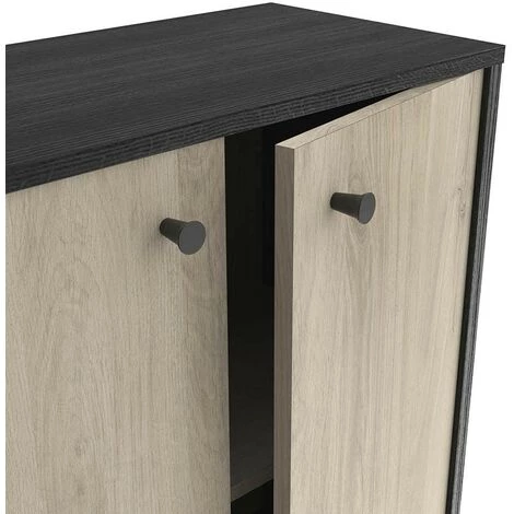 DEMEYERE Buffet 2 Portes Industriel Arty - Noir - Chêne Kronberg Et Noir 4 DEMEYERE Buffet 2 Portes Industriel Arty - Noir - Chêne Kronberg Et Noir – Image 4