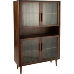 LES TENDANCES Vaisselier 4 Portes Manguier Massif Foncé Vincent L 105 Cm