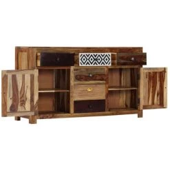 TRUE DEAL Buffet 140x40x80 Cm Bois De Sesham Massif -Buffet et enfilade Soldes 42565073 4