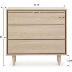 VS VENTA-STOCK Commode De Nuit Denia Couleur Chêne, 80cm (Largeur) 40cm (Profondeur) 78cm (Hauteur) -Buffet et enfilade Soldes 42754402 4