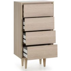 VS VENTA-STOCK Chiffonnier Denia 4 Tiroirs Chêne/Chêne, 45cm (Largeur) 33cm (Profondeur) 90cm(Hauteur) -Buffet et enfilade Soldes 42754404 3